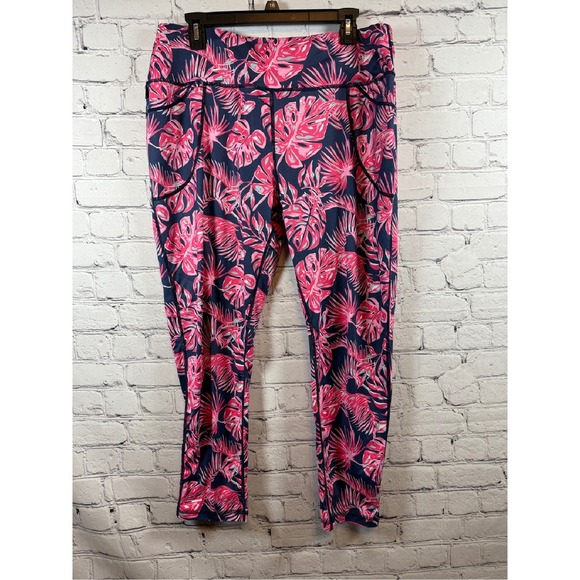 Simply Southern Capri‎ Leggings Pink Floral Print XXL - Picture 1 of 4